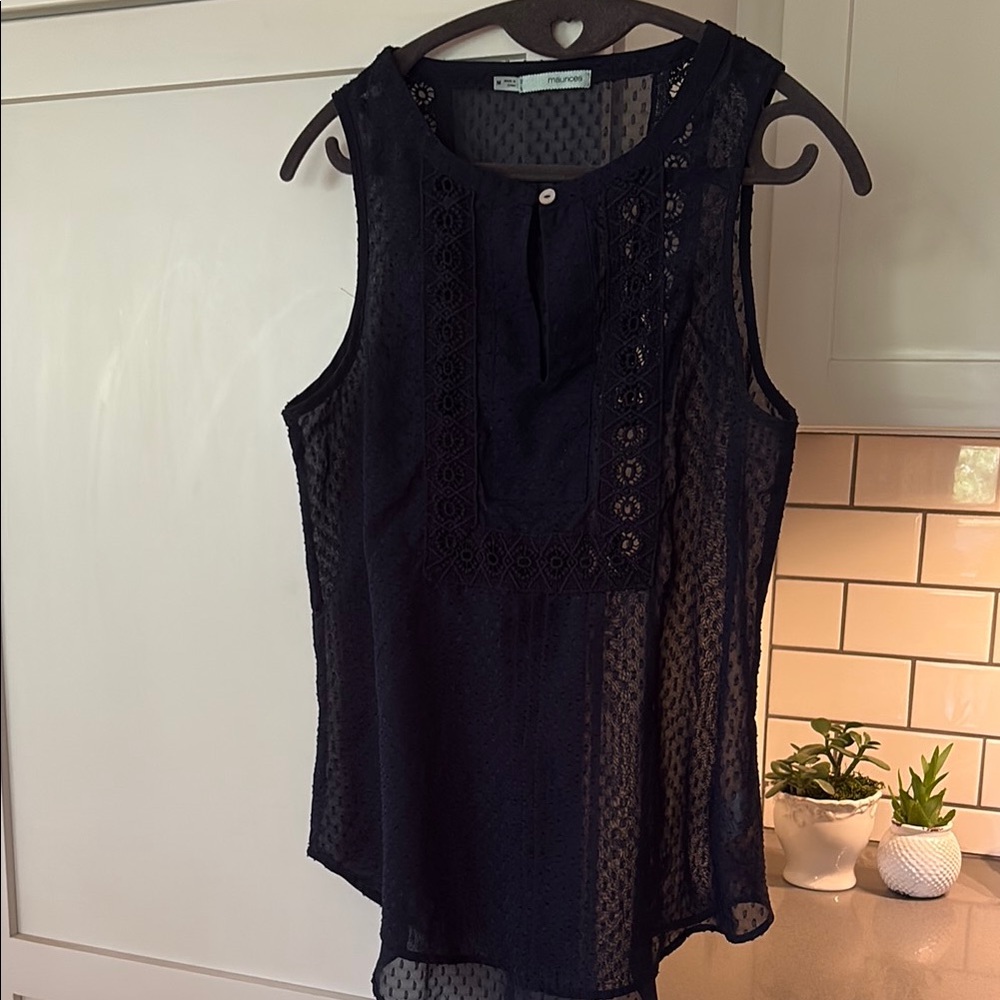 Maurices Elegant Navy Sleeveless Blouse